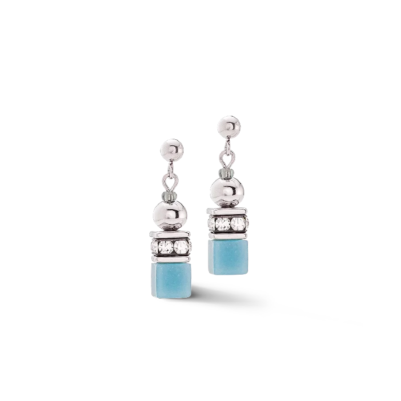 Hoop earrings with intricate designs for a unique and artistic appearance-GeoCUBE® Fusion Spheres earrings ice blue