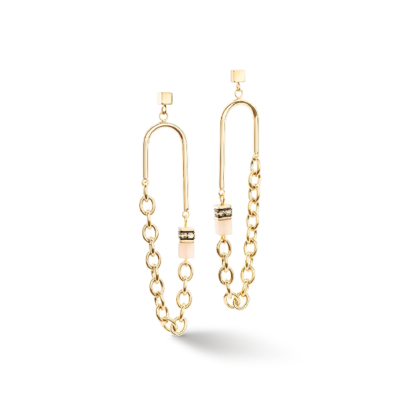 Hoop earrings with artistic filigree designs for an intricate, delicate finish-GeoCUBE® Iconic Boho earrings gold-multicolour