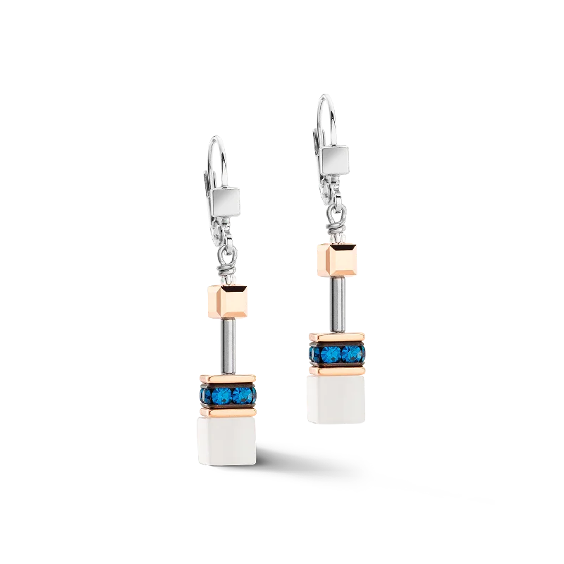 Best hoop earrings with vintage-style detailing for a nostalgic and timeless look-GeoCUBE® Iconic earrings Capri Blue