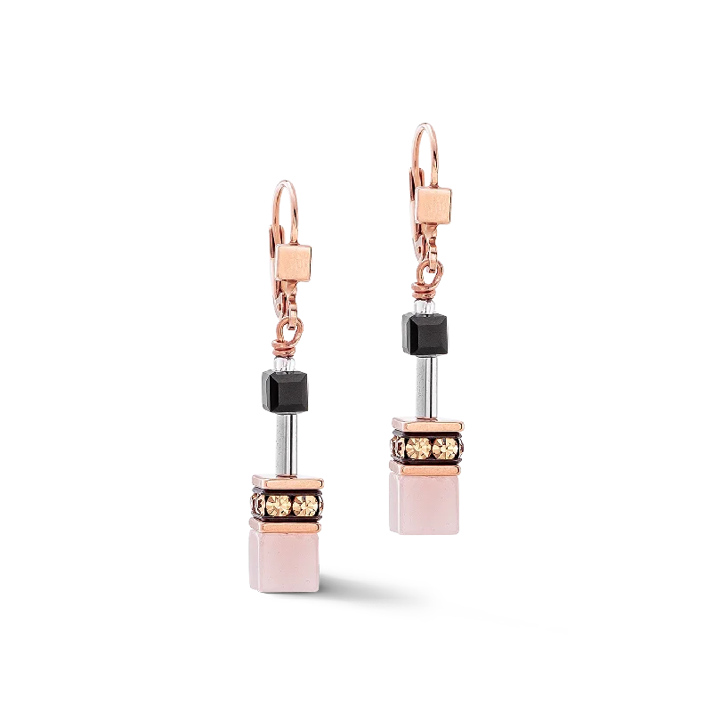 Hoop earrings with gold accents for a warm, elegant statement piece-GeoCUBE® Iconic earrings rose gold soft