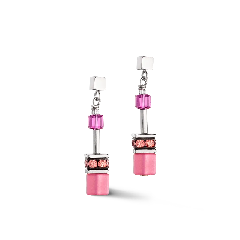 Hoop earrings with a matte finish for a sleek and sophisticated appearance-GeoCUBE® Iconic earrings Viva Magenta