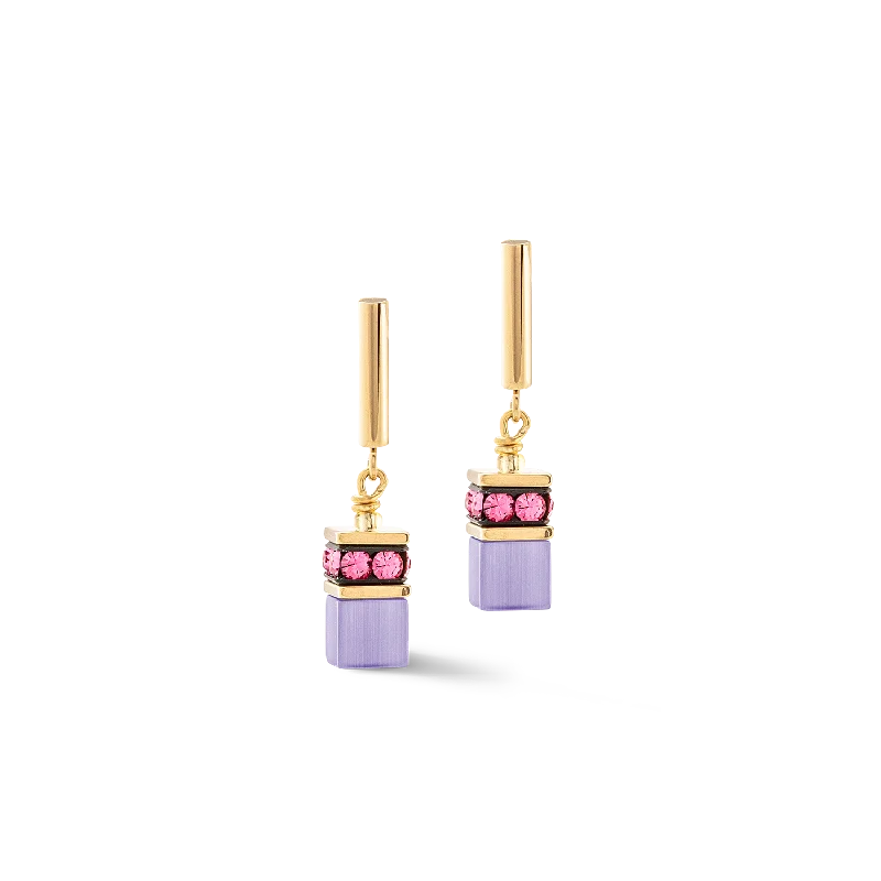 Hoop earrings with cut-out designs for a creative and lightweight effect-GeoCUBE® Iconic Layer earrings gold-rainbow