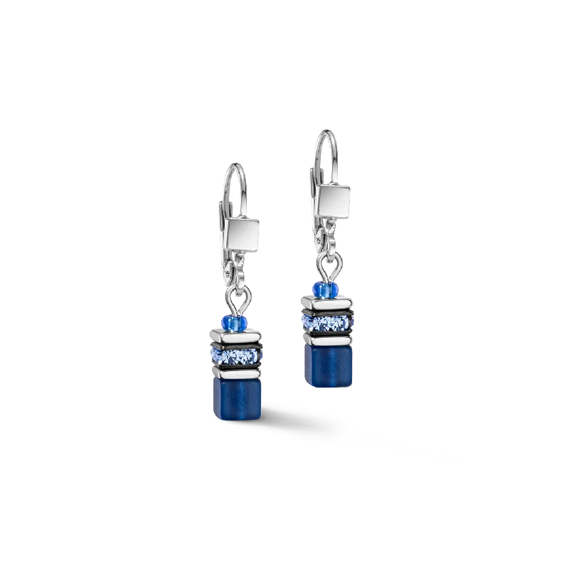 Best hoop earrings with custom designs for a personalized, unique accessory-GeoCUBE® Iconic Lite Earrings Blue