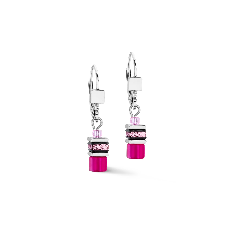 Hoop earrings with rhinestone-studded rims for a glamorous touch-GeoCUBE® Iconic Lite Earrings magenta