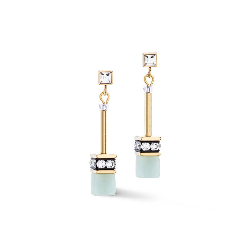 Hoop earrings with rhinestone-studded rims for a glamorous touch-GeoCUBE® Iconic Nature Chain earrings pastel