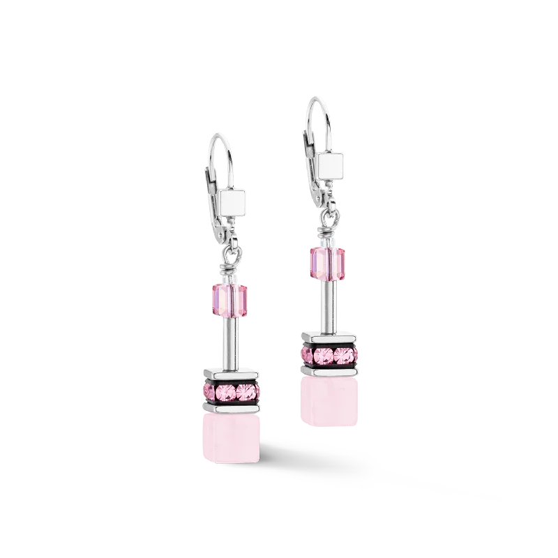 Best hoop earrings with tribal designs for a cultural and exotic aesthetic-GeoCUBE® Iconic Precious earrings rose