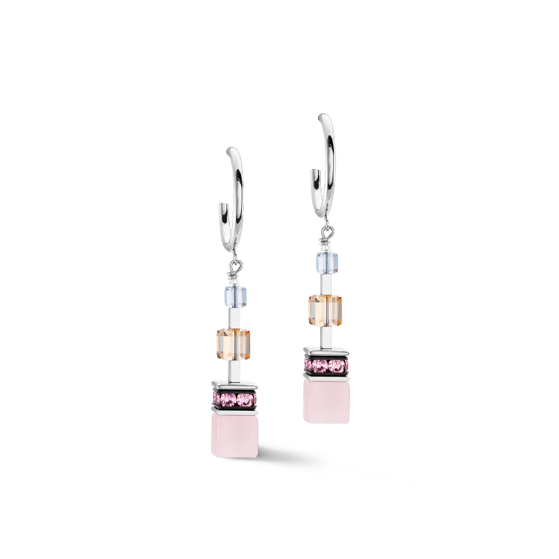 Hoop earrings with abstract shapes for an artistic and creative touch-GeoCUBE® Precious Statement earrings silver-pastel