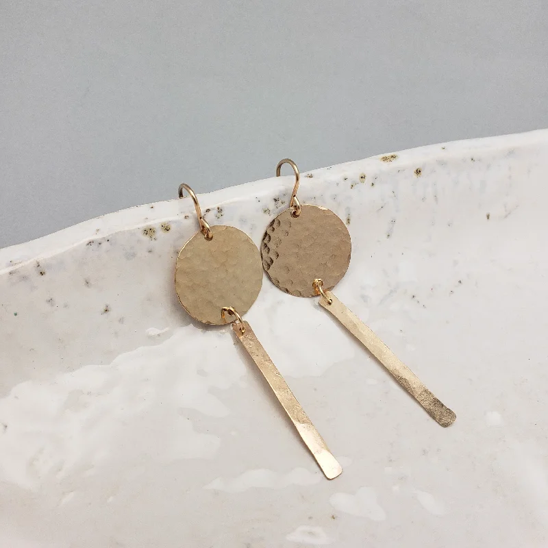 Best hoop earrings with textured silver for a rustic and organic finish-Gold Filled Disc and Bar