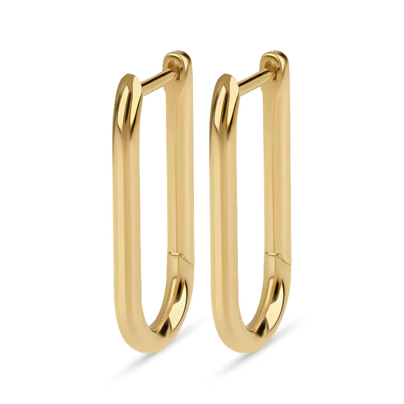 Hoop earrings with twisted leather for a chic and modern boho look-Gold Oval Hinge Earrings