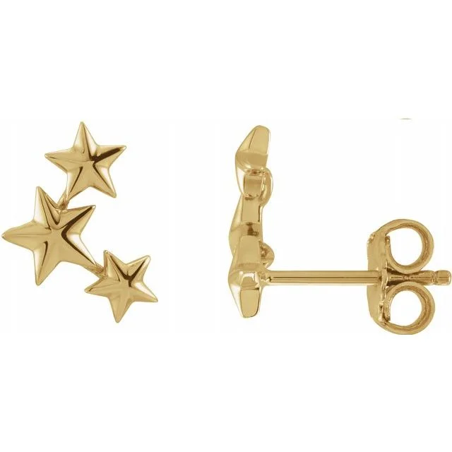 Best hoop earrings with floral designs for a feminine and delicate look-Gold Star Crawler Earrings