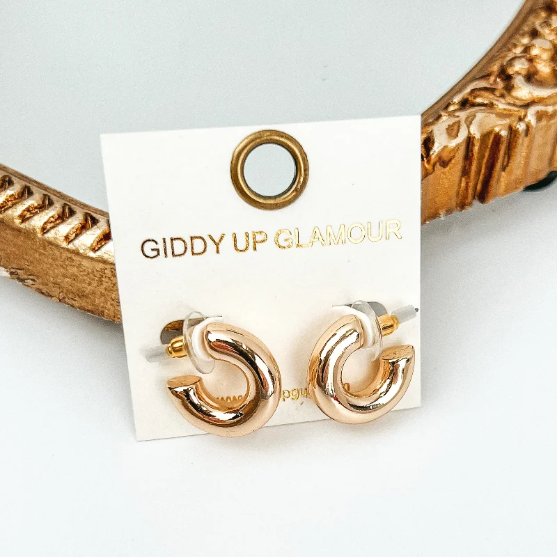 Best hoop earrings with infinity designs for a timeless and meaningful symbol-Gold Tone Thick Hoop Huggie Earrings