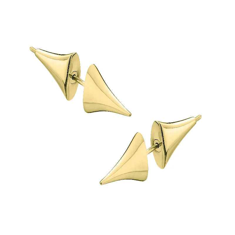 Hoop earrings with textured gold for a refined and sophisticated aesthetic-Rose Thorn Bar Earrings - Yellow Gold Vermeil