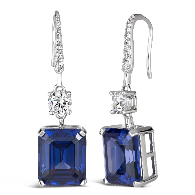 Hoop earrings with tortoiseshell designs for a chic and classic style-Grace 27 Tanzanite Blue Earrings