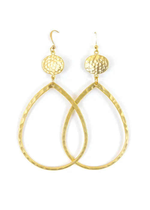 Hoop earrings with satin finishes for a smooth and elegant appearance-Hammered Disc over Hoop