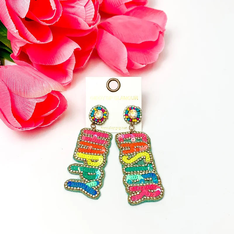 Hoop earrings with textured finishes for a vintage and classic style-Happy Easter Beaded Earrings in Multicolor Mix