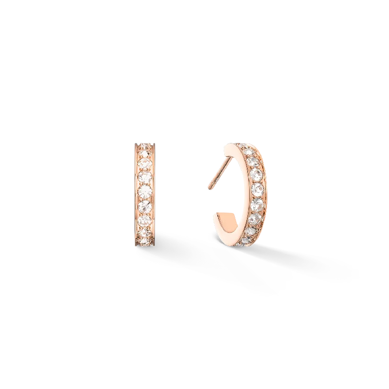 Best hoop earrings with cubic zirconia for a budget-friendly, dazzling look-Hoop earrings 15 stainless steel & crystals rose gold crystal