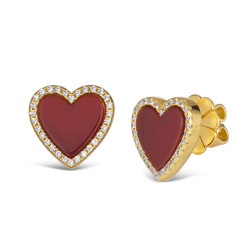 Best hoop earrings with hammered gold for a rustic yet elegant look-House of Hearts Carnelian Red Earrings