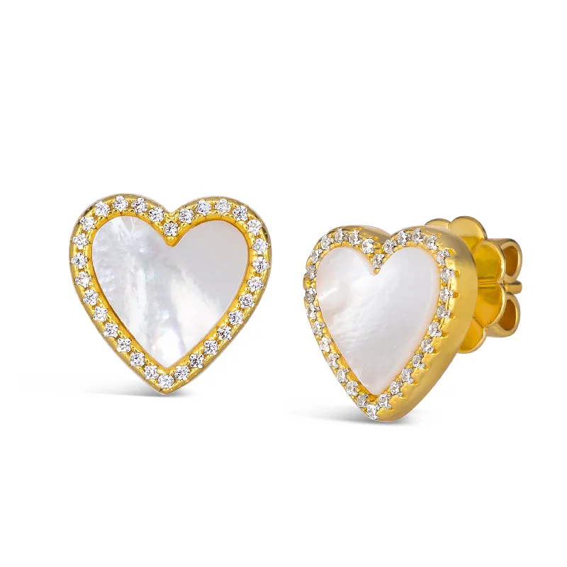 Hoop earrings with textured finishes for a vintage and classic style-House of Hearts Mother of Pearl Earrings