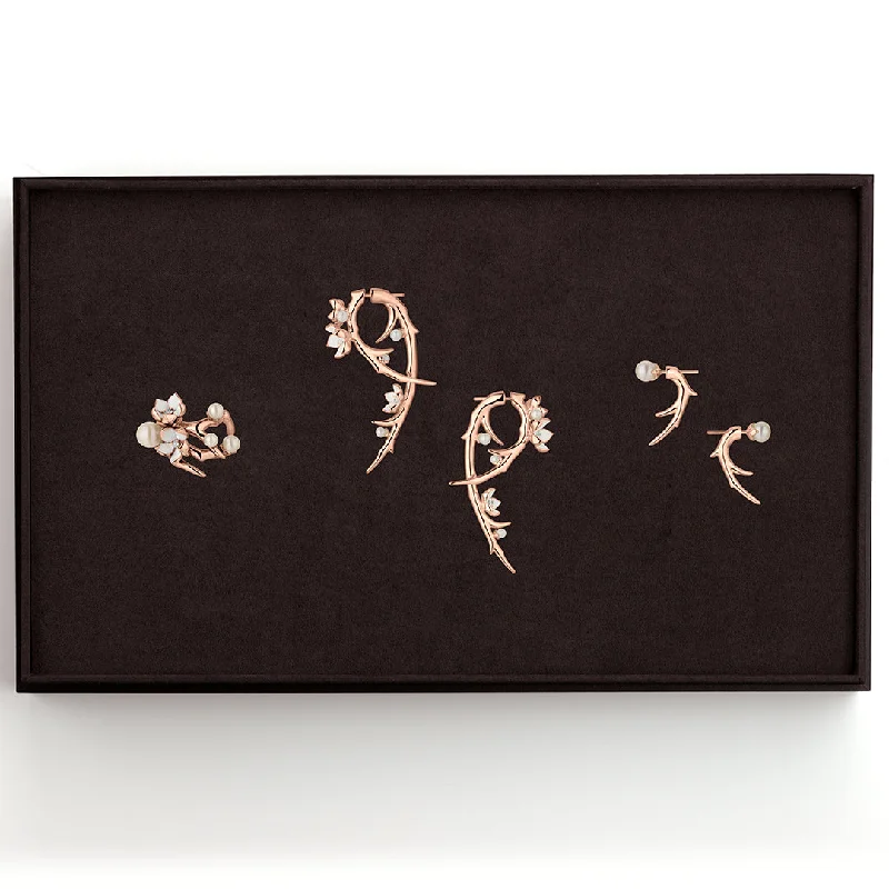 Best hoop earrings with delicate chain details for a trendy and stylish design-Iconic Cherry Blossom Box Set - Rose Gold Vermeil & Diamond