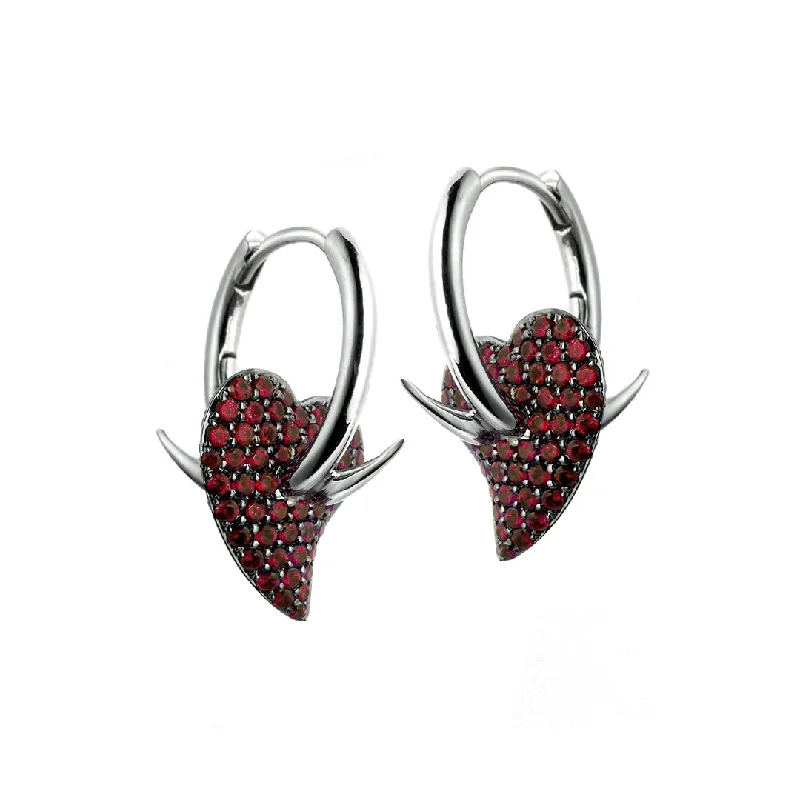 Lightweight hoop earrings for comfortable and all-day wear-Impassioned Earrings - 18ct White Gold & Ruby