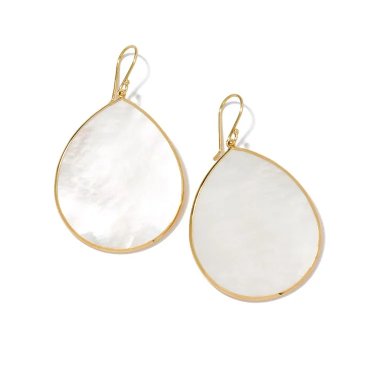 Hoop earrings with a chunky design for a bold and trendy statement-18k Polished Rock Candy Mother of Pearl Earrings