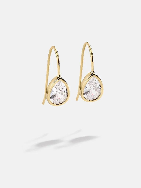 Classic hoop earrings with a thin profile for a sleek and subtle style-Jovie 18K Gold Bezel Earrings - Gold/Pavé