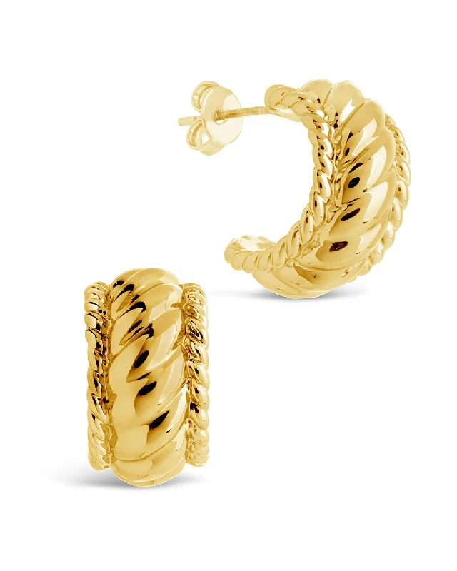 Hoop earrings with circle designs for a classic and timeless shape-Kalina Quilted Huggie Hoop Earrings