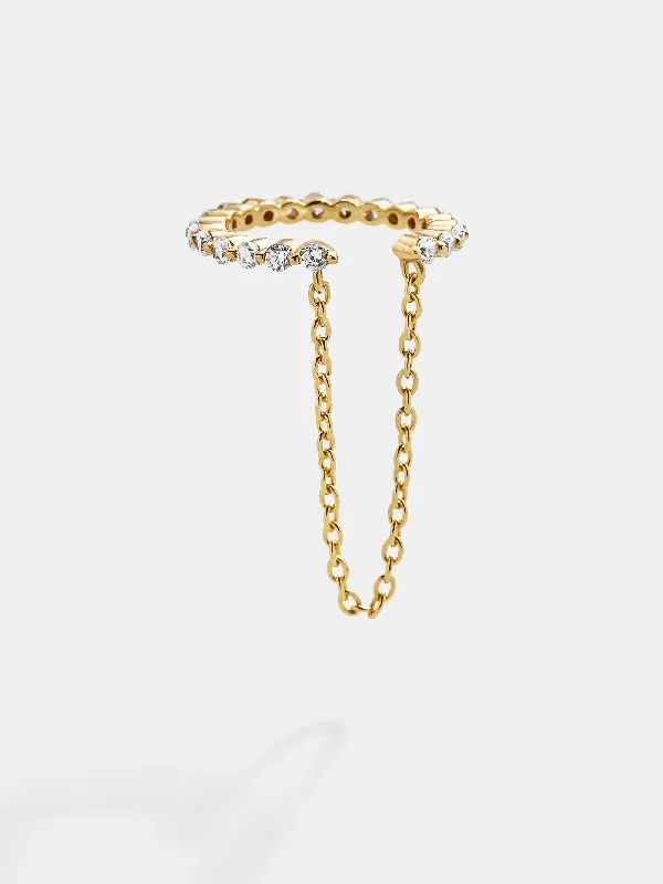 Hoop earrings with gold accents for a warm, elegant statement piece-Kate 18K Gold Ear Cuff - Gold/Pavé