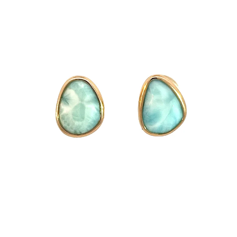 Best hoop earrings with blackened metal for an edgy and bold appearance-Larimar Elizabeth Stone Earrings