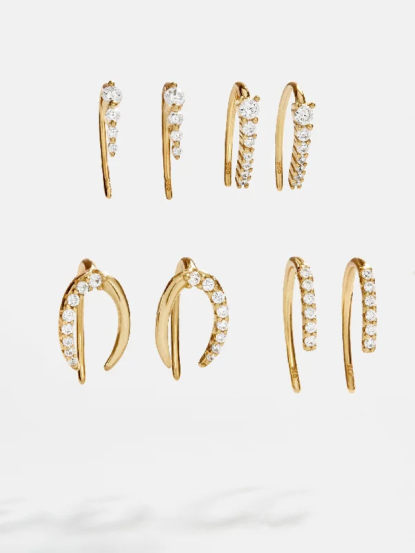 Hoop earrings with luxe velvet finishes for a rich and luxurious touch-Libby 18K Gold Earring Set - Gold