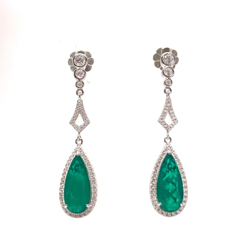 Hoop earrings with luxe velvet finishes for a rich and luxurious touch-Lumi Emerald Drops