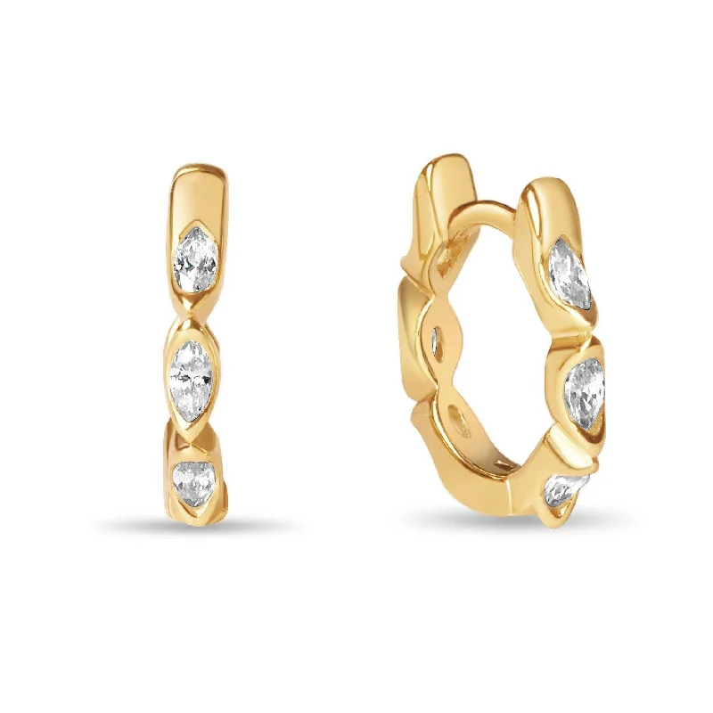 Classic hoop earrings with a thin profile for a sleek and subtle style-Calathea Marquise Eternity Huggies