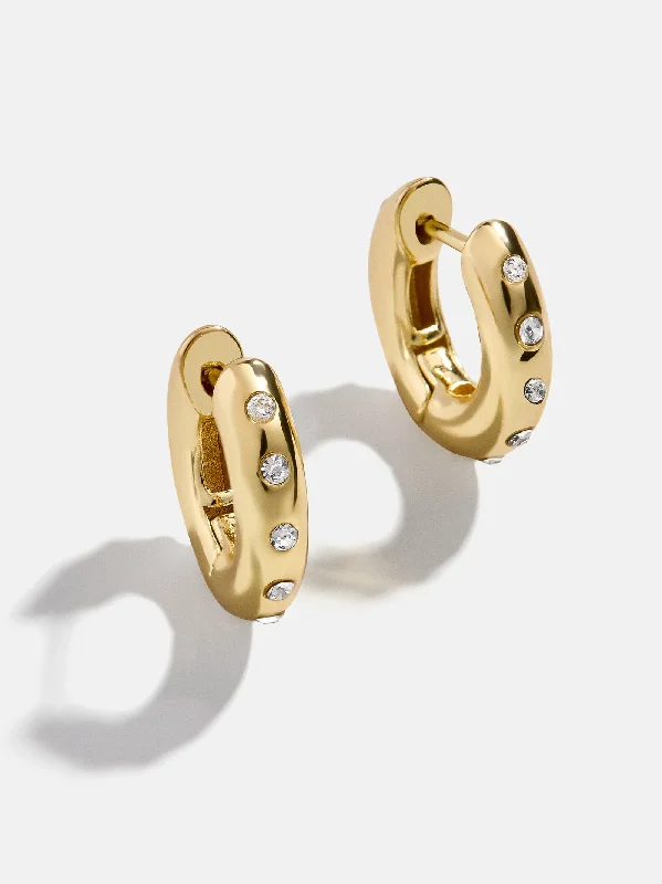 Hoop earrings with luxe velvet finishes for a rich and luxurious touch-Megan Earrings - Gold/Pavé