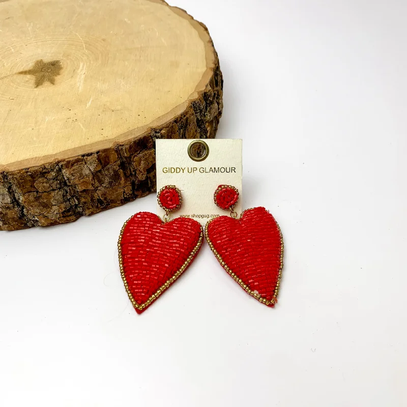 Hoop earrings with a chunky design for a bold and trendy statement-Mending Hearts Beaded Earrings in Red