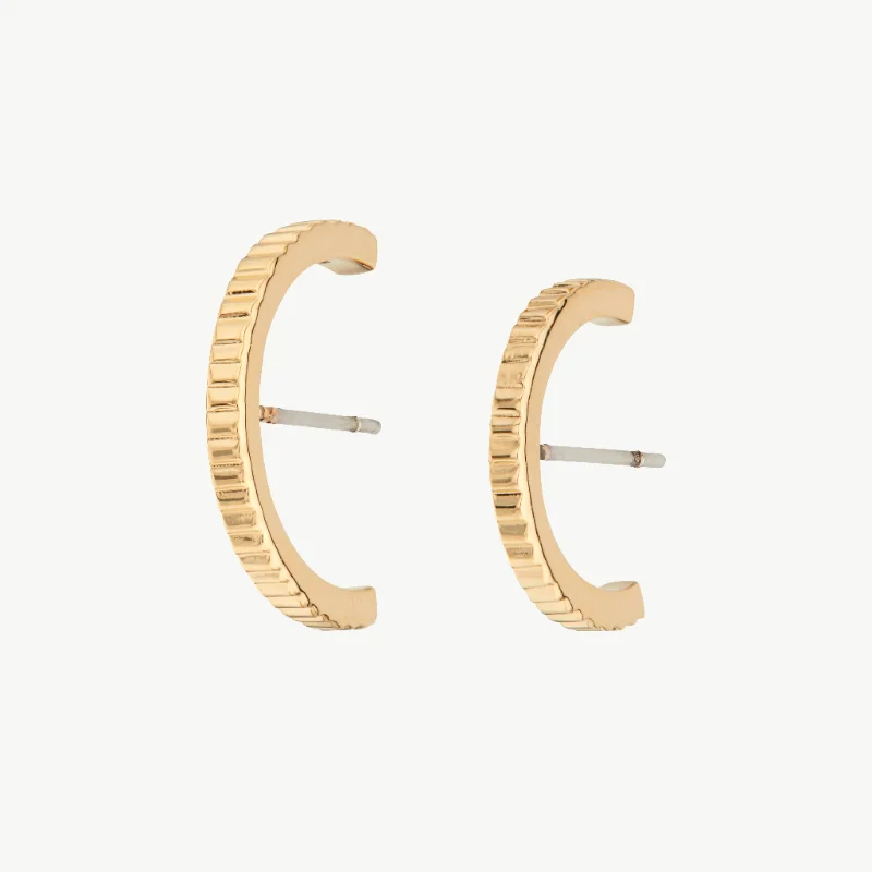 Hoop earrings with circle designs for a classic and timeless shape-Meta Huggie Hoop Earrings