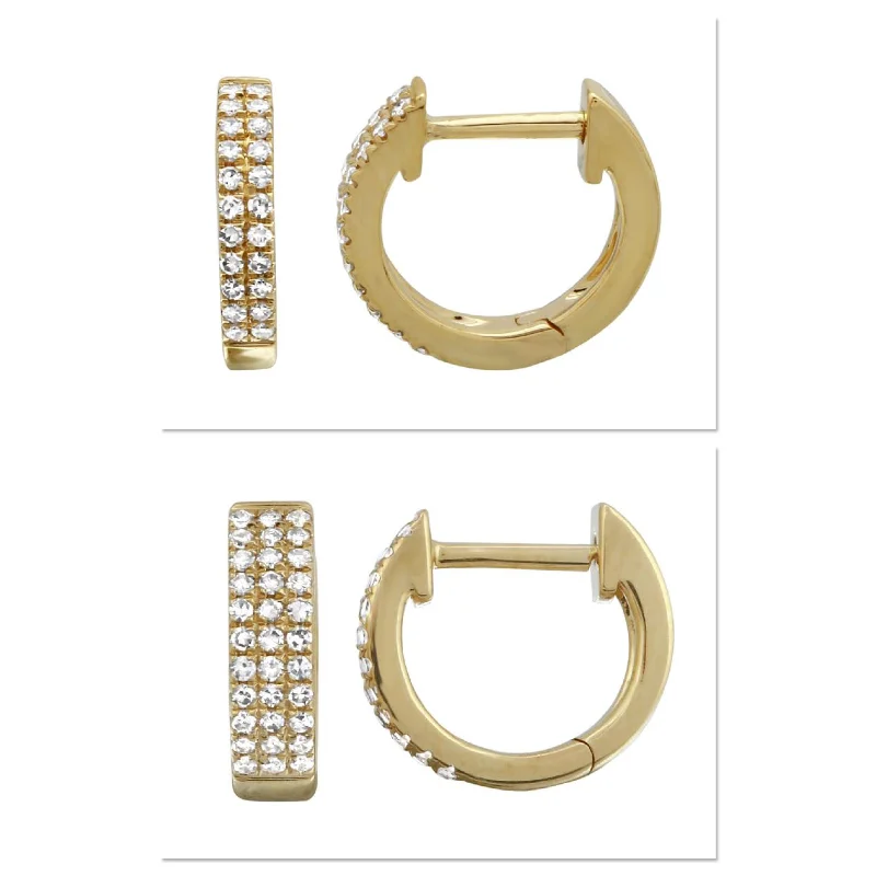 Best hoop earrings with smooth ceramic finishes for a polished, clean style-Multi-Row Diamond Pave Huggie