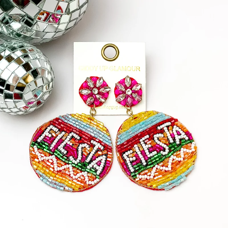 Hoop earrings with a matte finish for a sleek and sophisticated appearance-Multicolor Beaded Fiesta Stone Post Earrings