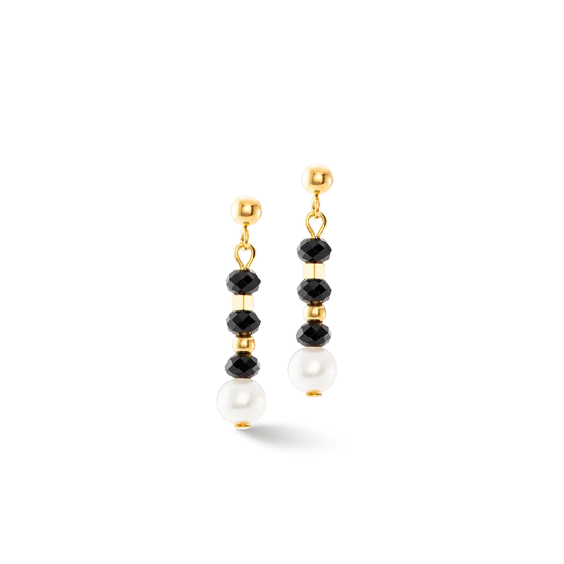 Hoop earrings with spiral designs for a dynamic and fluid look-Mystic Pearl earrings gold-black