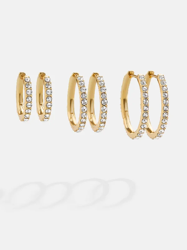 Best hoop earrings with twisted rope designs for a nautical-inspired style-Niata Earring Set - Gold/Pavé