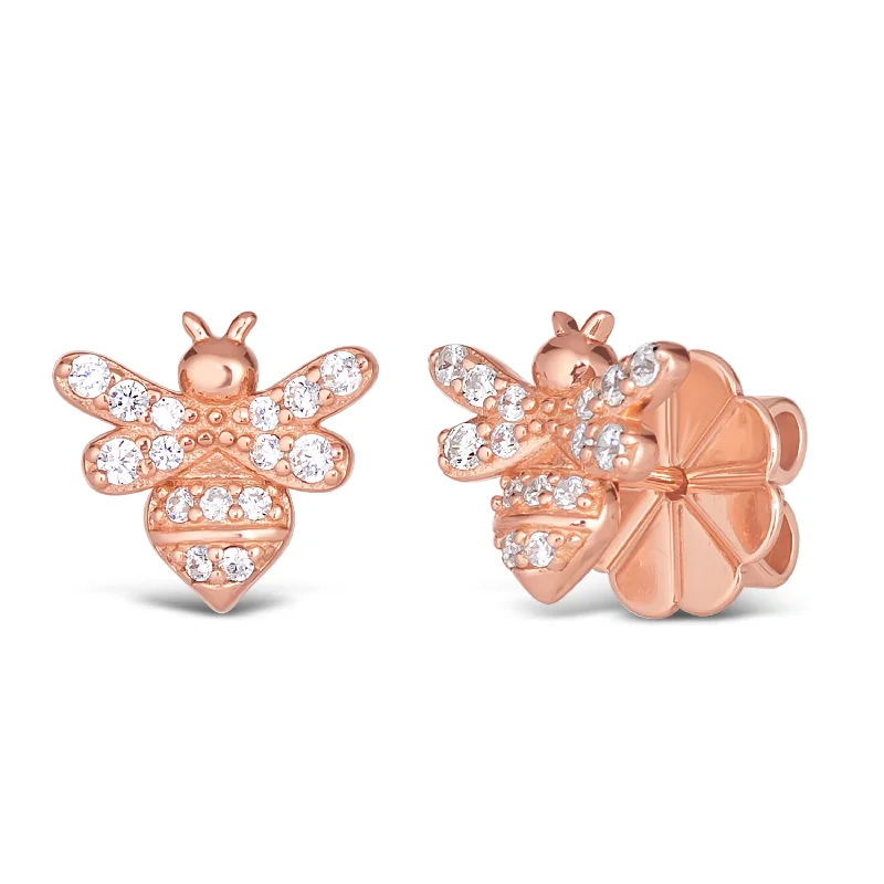 Hoop earrings with satin finishes for a smooth and elegant appearance-Olivia 75 Rose Gold Bee Studs