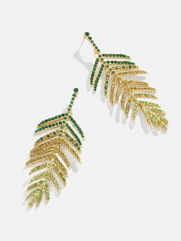 Classic hoop earrings with a thin profile for a sleek and subtle style-Just Breezy Earrings - Green