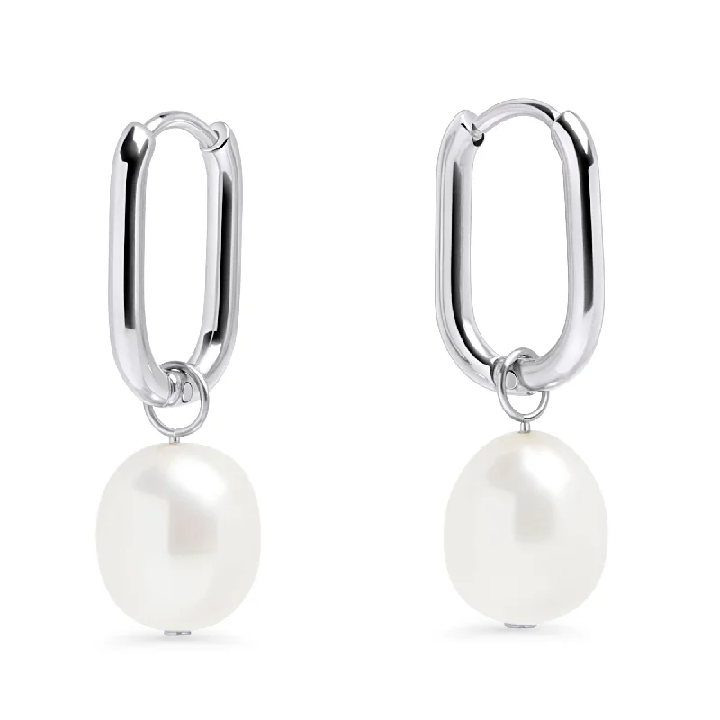 Best hoop earrings with snake chain details for a sleek and modern touch-Opal Pearl Huggie Earrings