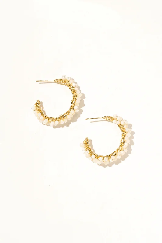 Best hoop earrings with minimalist designs for a clean and modern aesthetic-Orielle Pearl Huggie Earrings