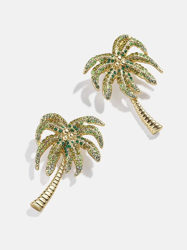 Best hoop earrings with sterling silver for an affordable and chic design-Talk To The Palm Earrings - Green