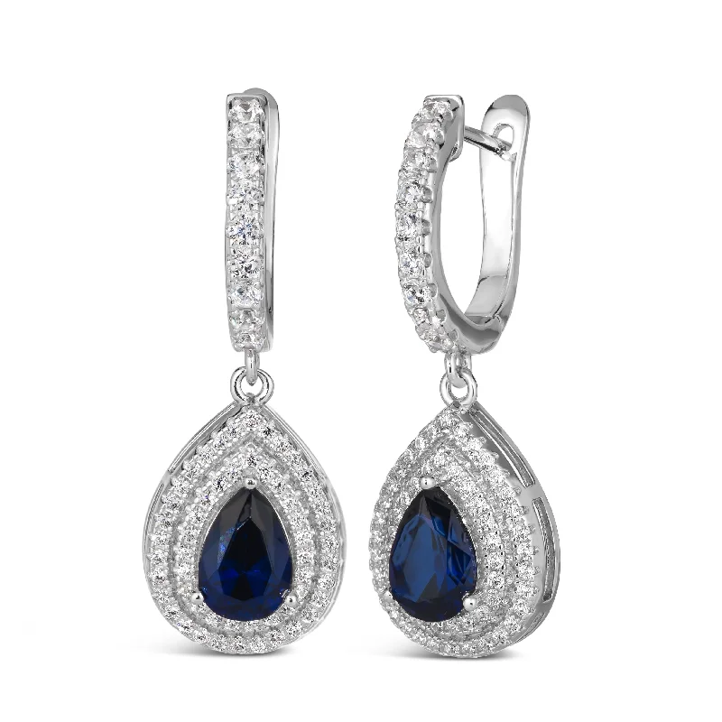 Best hoop earrings with smooth ceramic finishes for a polished, clean style-Park Ave Blue Sapphire Earrings