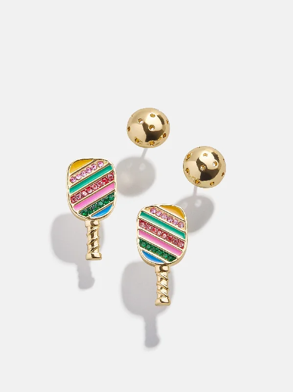 Best hoop earrings with vintage-style detailing for a nostalgic and timeless look-Paddles Up Earring Set - Pickleball