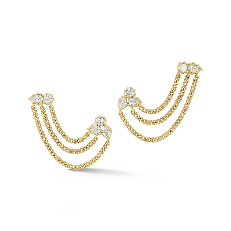 Best hoop earrings with lever-back closures for secure and easy wear-Posey Duo Chain Earrings