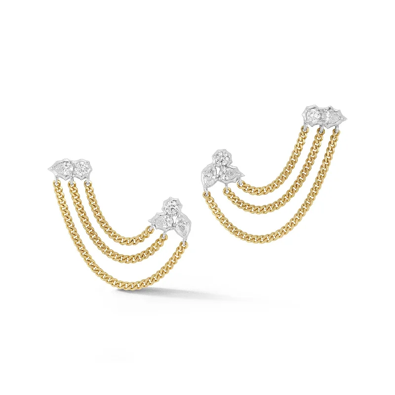 Hoop earrings with dangling charms for a playful and fun look-Posey Two-Tone Duo Chain Earrings