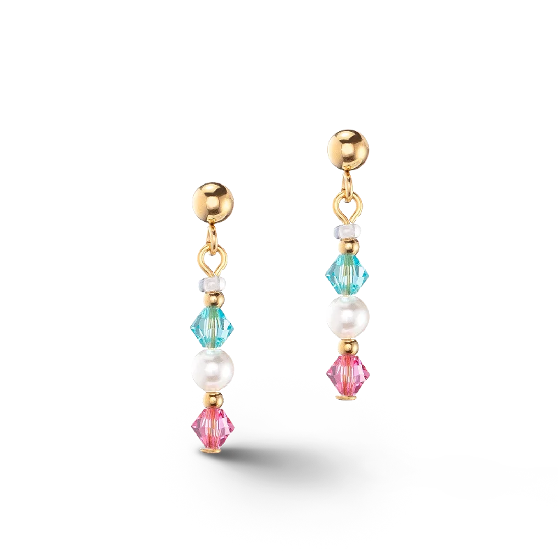 Hoop earrings with leather accents for a sleek and bold combination-Princess Pearls earrings gold multicolour