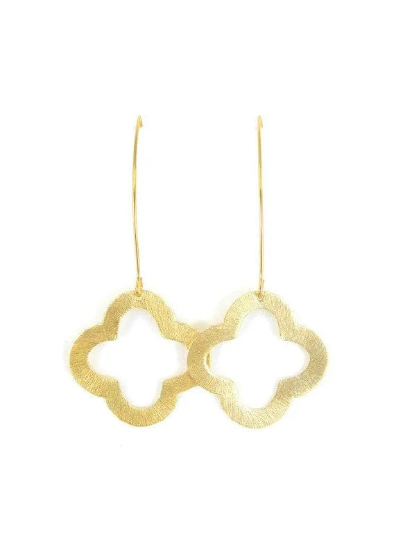 Hoop earrings with hammered textures for a boho-chic and rustic vibe-Quatrefoil on V-Hook